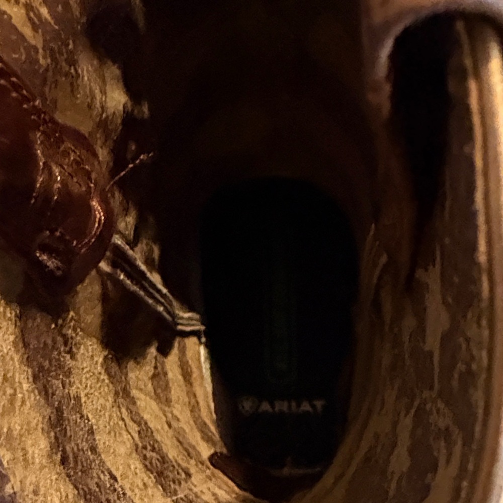 Ariat Brown Heeled Boots with White Accents - Picture 2 of 6